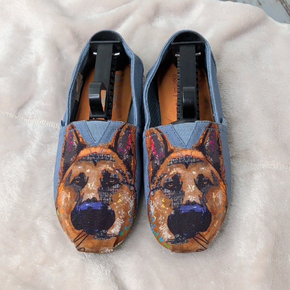 BOBS from Skechers Blue and Brown German Shepherd Slip Ons‎